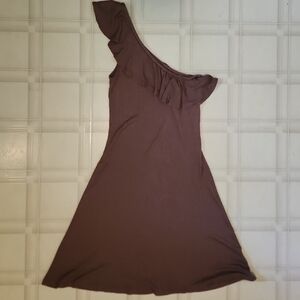 American Eagle Outfitters One Shoulder Brown Dress